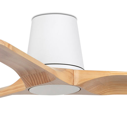 Faro Heypine Kleine plafondventilator met 3 bladen, mat wit, grenen