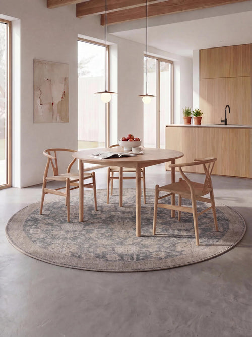 benuta vloerkleed Lorenzo - donkergrijs - ø 240 cm