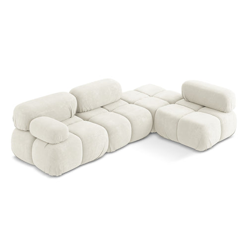 LaMiaSofa hoekbank rechts Sanremo - chenille stof - wit - 285x190x70