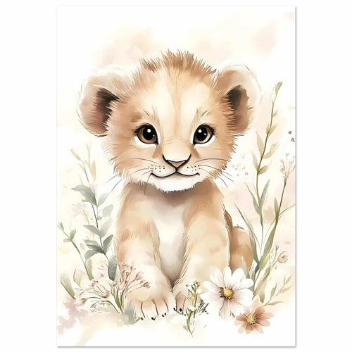 Artfulprints  Leeuwtje in bloemenweide   poster 50x70 cm - vtwonen shop