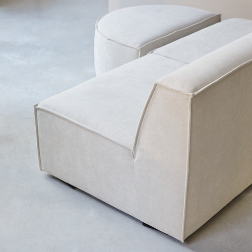 Tikamoon Afgeronde modulaire 2-zitsbank in beige stof - Beige