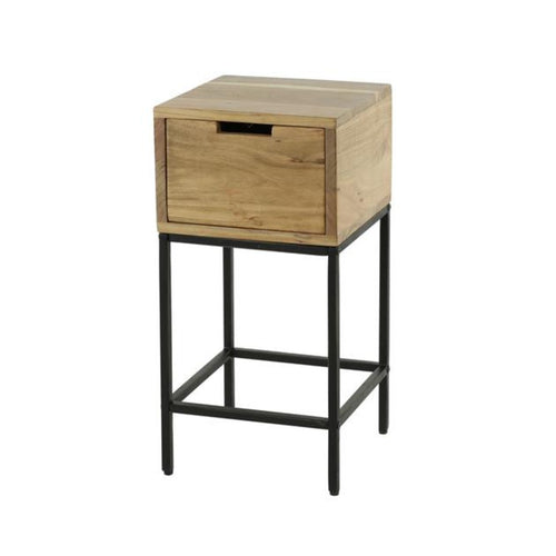 Giga Meubel Nachtkastje XS Flat - Naturel Hout - 1-Lade - 30x30x60cm