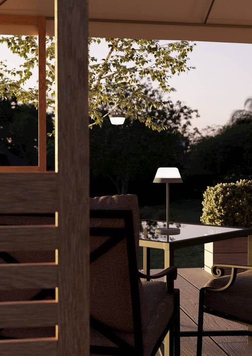 EGLO tafellamp Meggiano - draadloos - 32 cm - grijs/wit