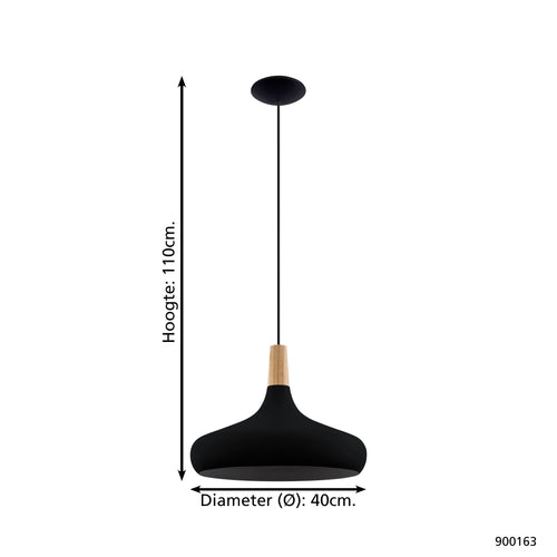 EGLO hanglamp Sabinar - e27 - ø 40 cm - zwart/bruin - vtwonen shop