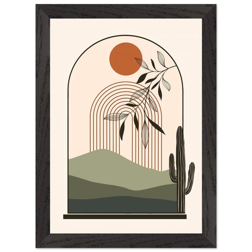 Artfulprints Poster met Lijst Boho – Desert window   - A4 21x29.7 cm - Meerkleurig