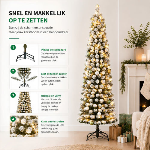 Black Box Trees Charlton Kerstboom met Warm Witte LED Verlichting - Kunstboom met Scharnierconstructie voor Snel Opzetten - Kerstversiering voor
