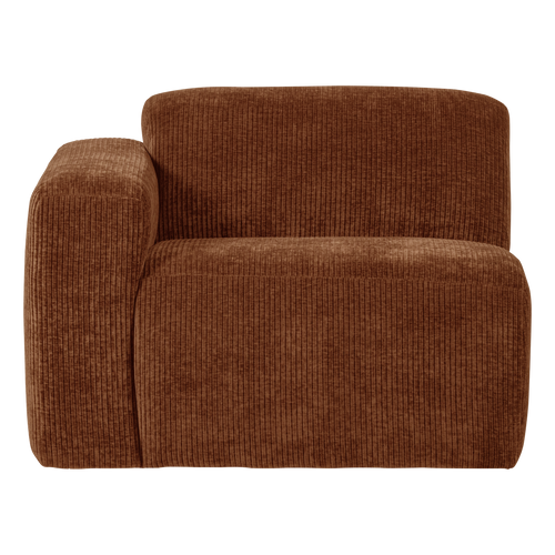 WOOOD 1-zits bank arm links Mojo Base - Ribstof - Roestbruin - 74x105x97