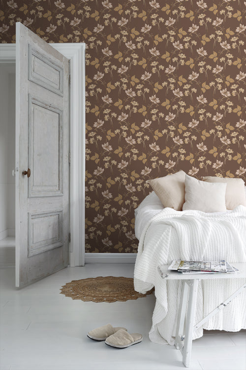 Borastapeter behang bloemen bruin - 53 cm x 10.05 m - 660837 - vtwonen shop