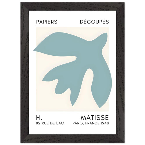 Artfulprints Poster met Lijst Matisse – Floating forms turquoise   - A4 21x29.7 cm - Turquoise