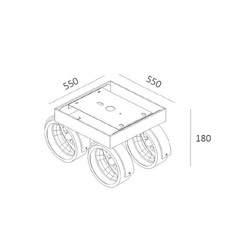 Artdelight Plafondlamp Dutchess 4L SQ - Aluminium
