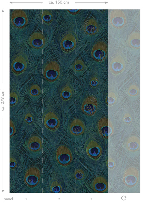 Origin Wallcoverings fotobehang pauwenveren zeegroen - 150 x 279 cm - 357245