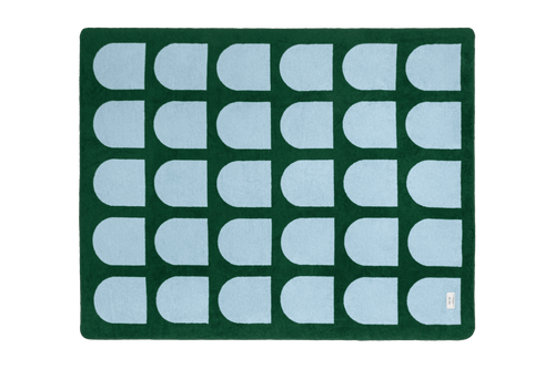 noo.ma GILLI Cotton Blanket - Forest Green & Baby Blue - vtwonen shop