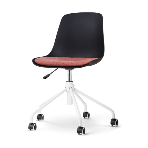 Nolon Nout-Liv Bureaustoel Zwart - Terracotta Kussen - Wit Onderstel