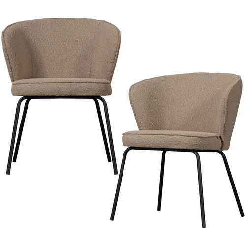 BePureHome eetkamerstoelen Admit - Bouclé - Beige - Set van 2 - vtwonen shop