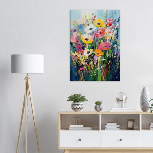 Artfulprints Canvas Colourful flowers canvas - 40x60 cm - Meerkleurig