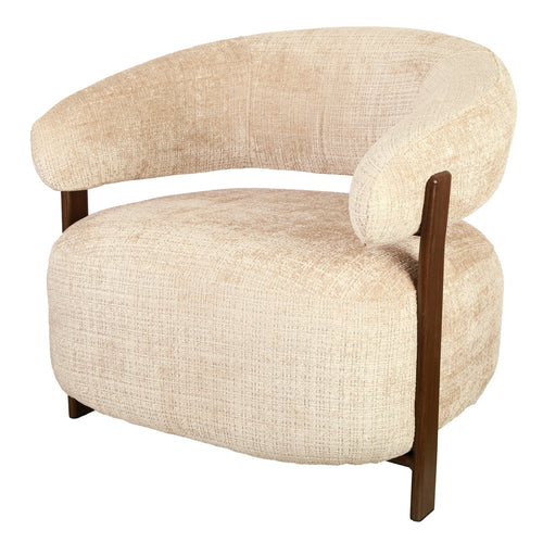 DÉJA Living Fauteuil Kalmar - Taupe/Walnoot Stof - 76x71x70cm - vtwonen shop