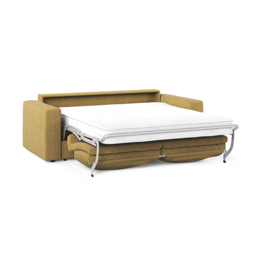 Cosmopolitan Design - Converteerbare bank Grena 3-zits, structurele stof geel - 100x205x90cm