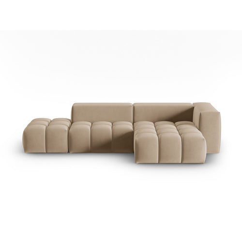 Cosmopolitan Design - Modulaire hoekbank rechts Verona 4-zits, flueel zand - 145x265x70cm