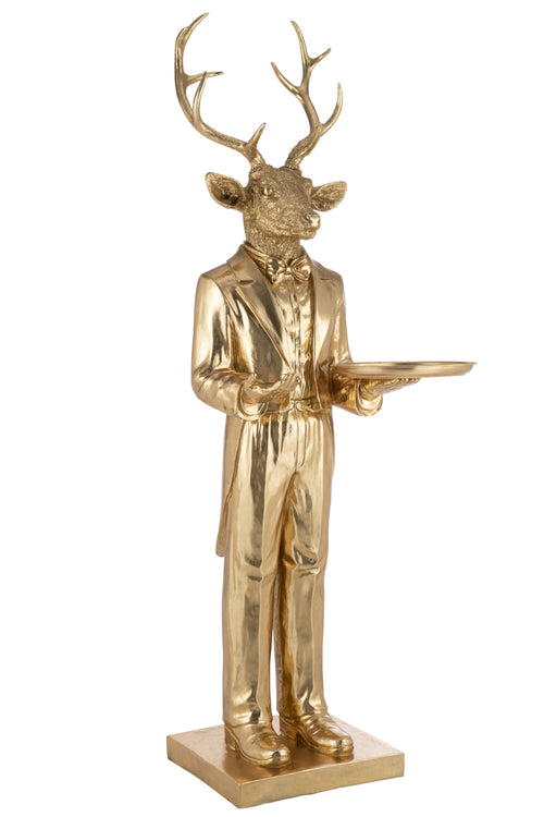 J-Line decoratie Hert Ober Plateau - polyresin - goud - vtwonen shop