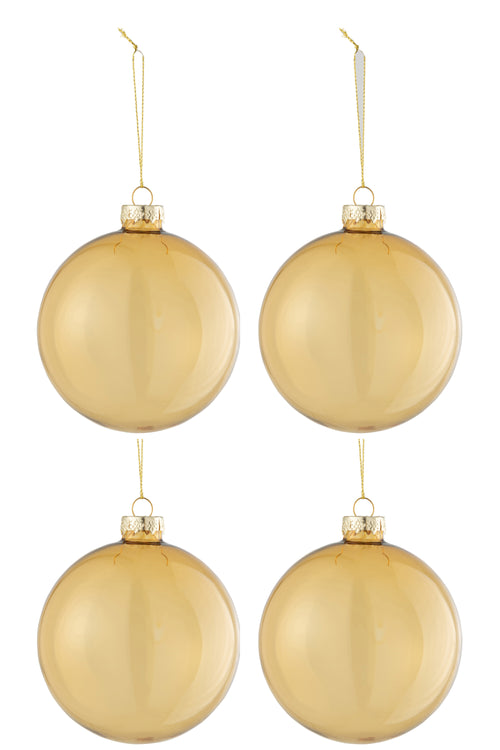 J-Line kerstbal Effen - glas - transparant/goud - medium - doos van 4 - vtwonen shop