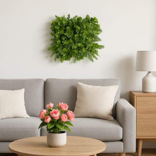 Flourify kunsthaag - Eucalyptus varen - 25x25 cm - bundel van 2