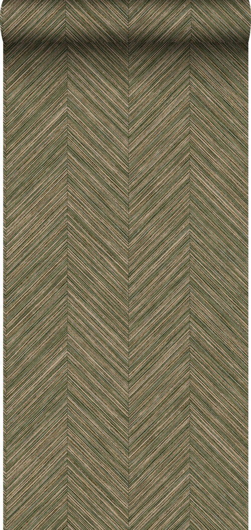 Sanders & Sanders behang visgraat-motief vergrijsd olijfgroen - 53 cm x 10 m - 640249