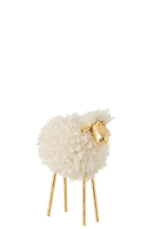 J-Line decoratie Schaap - metaal/polyresin - blanc/or - small - vtwonen shop
