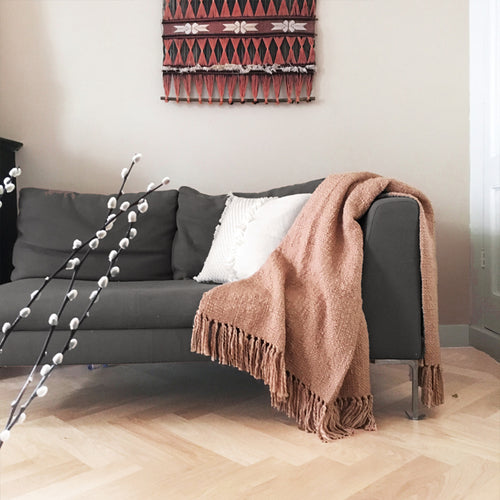 Malagoon plaid Solid - brush roze - 125x150cm