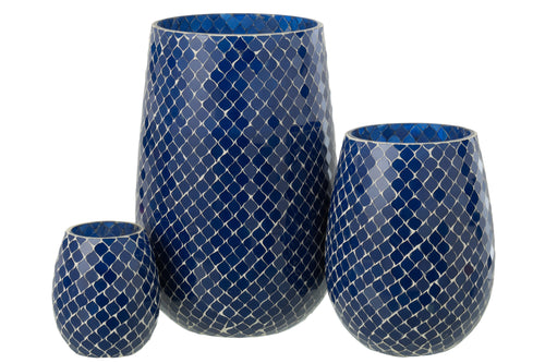 J-Line geurkaars Mia Mozaiek - Juniper love - glas - blauw - large - 230U