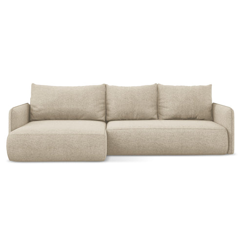 LaMiaSofa hoekbank links Palermo - chenille stof - donkerbeige - 240x148x86