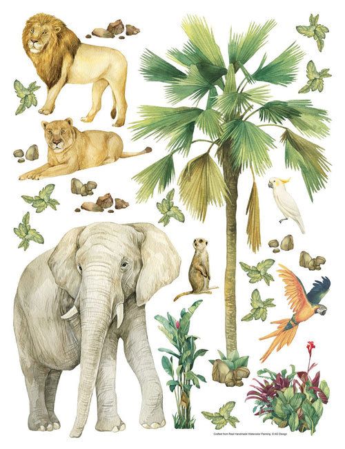 Sanders & Sanders muursticker jungle dieren groen - 85 x 65 cm - 601353