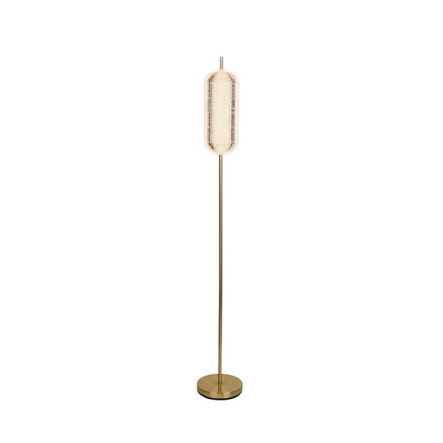 Searchlight Capsule LED-vloerlamp, satijnen messing metalen en acryl kap