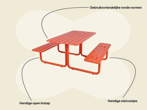 MaximaVida metalen picknicktafel Max oranje - 150 cm