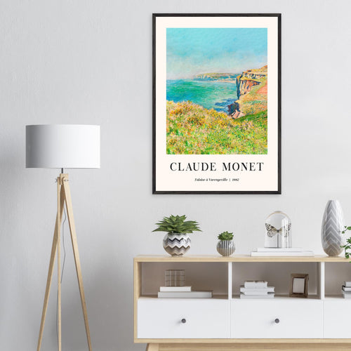 Artfulprints Poster met Lijst Claude Monet - Falaise à Varengeville   - 70x100 cm - Meerkleurig