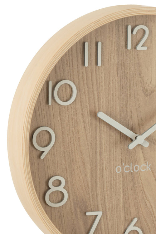 J-Line klok - multiplex/hout - licht naturel -  small - Ø 30 cm