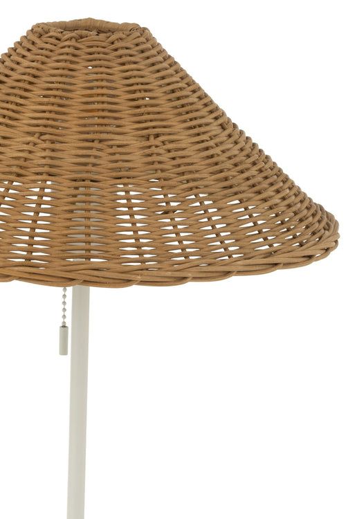 J-Line tafellamp - metaal/rotan - wit/naturel