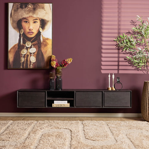 Starfurn Tv-meubel Ambiance - Zwevend - Zwart Hout - 200x35x30cm