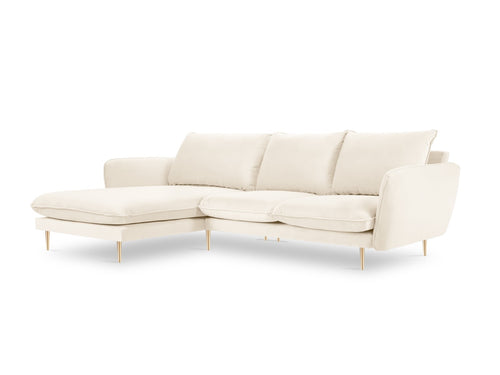 Cosmopolitan Design linker hoekbank Vienna 5-zits, flueel, lichtbeige - 170x255x95cm