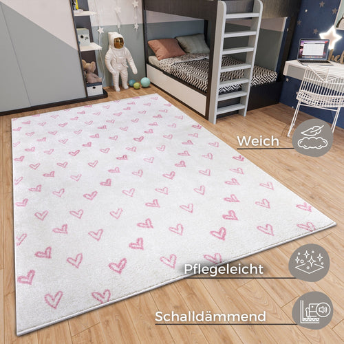 Hanse Home Adventures children's carpet Hearts Cream Rosa 160x235 cm