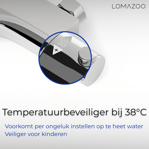 LOMAZOO thermostatische badkraanset Selvo - met handdouche - chroom - h.o.h. 15 cm