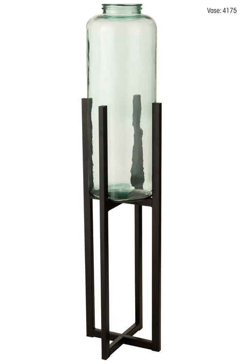 J-Line voet voor bloempot/mand - metaal - zwart - large - 95.2 cm hoog