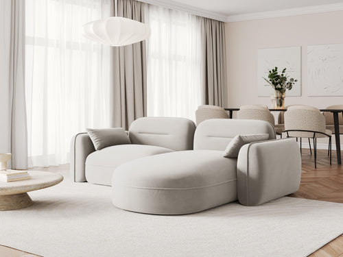 Cosmopolitan Design Modulaire hoekbank rechts Sydney 3-zits, flueel, lichtbeige - 165x230x70cm