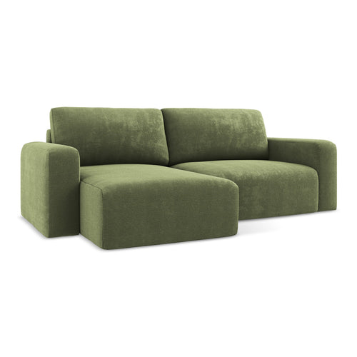 LaMiaSofa hoekbank links Ostia - chenille stof - groente - 244x149x79