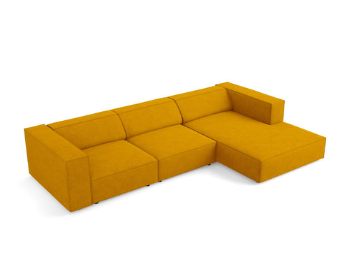 Cosmopolitan Design rechter hoekbank Arendal 4-zits, chenille met ribbeleffect, mosterd - 166x284x70cm
