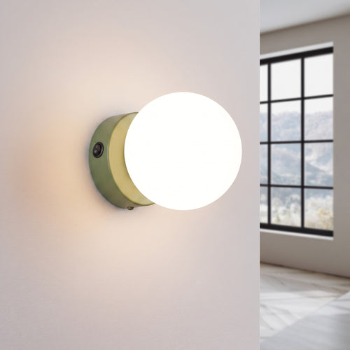 Sollux Lighting Wandlamp YOLI 1 olijfgroen met schakelaar - 12x14x12cm