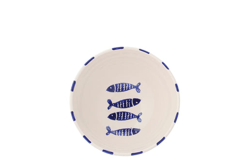 J-Line kom Vis Gestreept - keramiek - donkerblauw - large