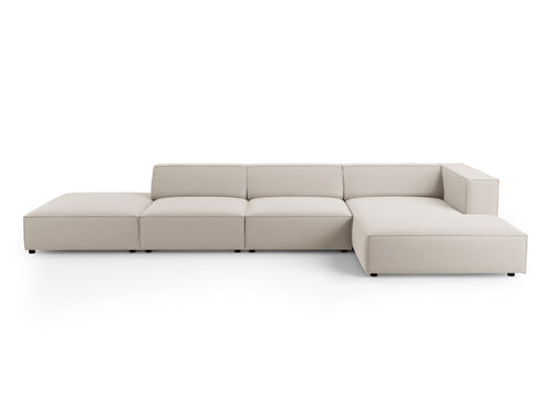 Cosmopolitan Design rechter hoekbank Arendal 5-zits, flueel, ecru - 166x341x70cm