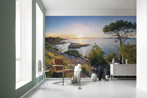 Sanders & Sanders fotobehang landschap met water groen en blauw - 400 x 250 cm - 612554
