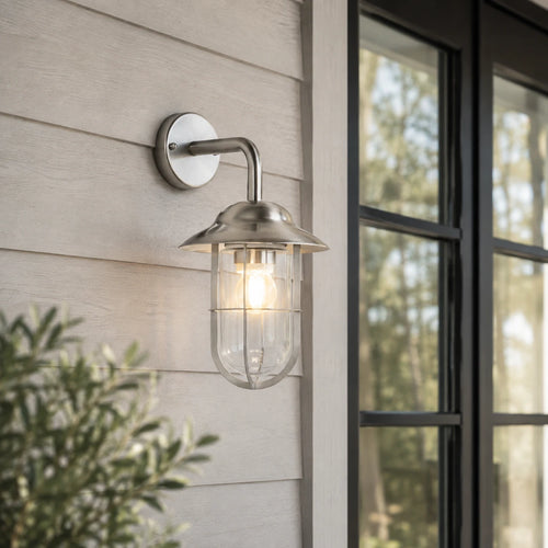Searchlight buitenlamp Toronto - 1 lichts - 24  x 31   cm - mat chroom transparant