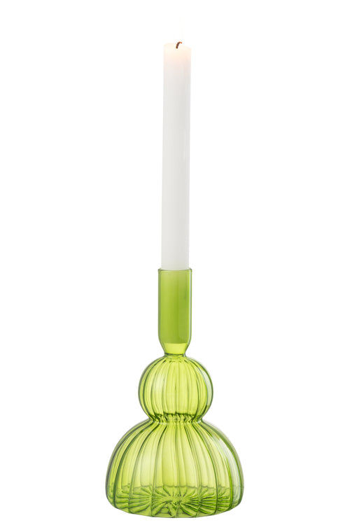 J-Line vaas Juliette - glas - groen - 19 cm hoog